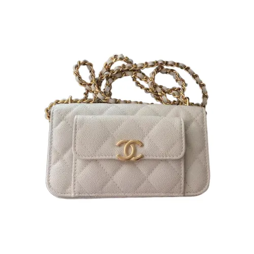 CHANEL 22P С рельефом Тисненый Коровья кожа Сумка через плечо Мини Женская Белая