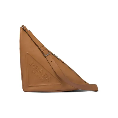 PRADA Triangle Телячья кожа Сумка через плечо Мужская Коричневая