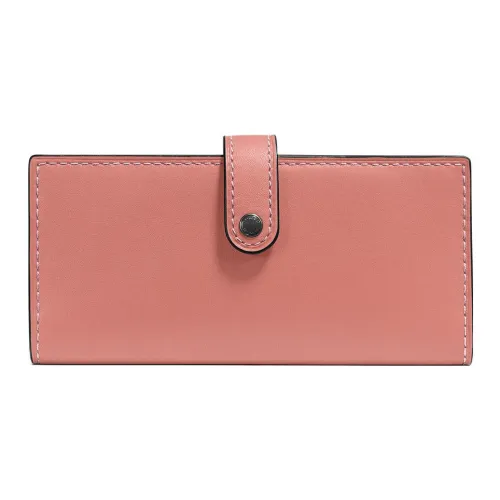 COACH Slim Wallet Замша Кошелек Маленький Женский Персиково-Розовый