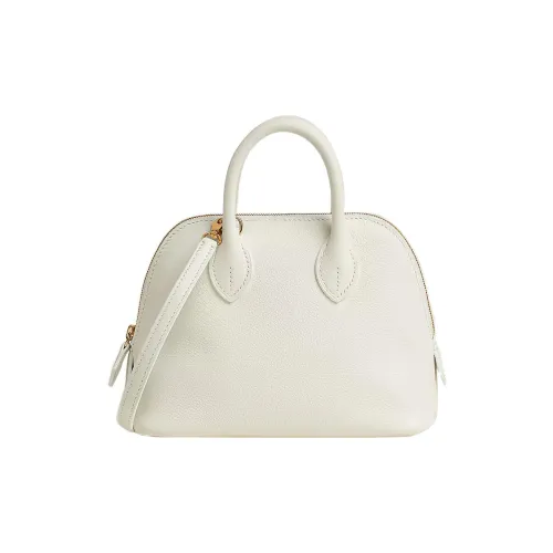 HERMES Bolide Evercolor Телячья кожа Сумка для боулинга Сумка Сумка через плечо Сумка через плечо Мини Женская Гриб Белый