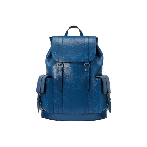GUCCI Leather Backpack Men's Blue GUCCI Кожа Рюкзак Мужской Синий