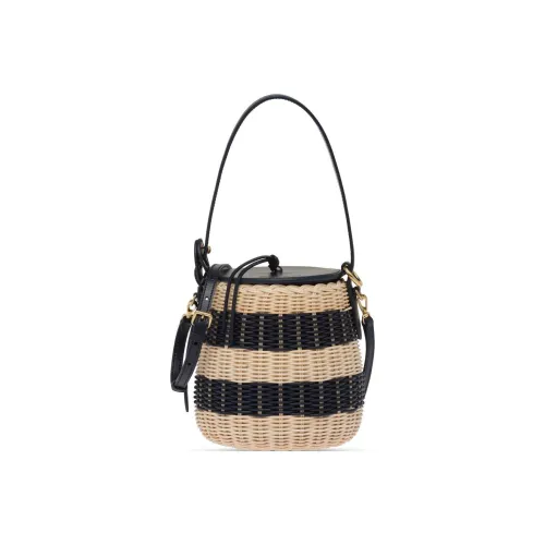 MIU MIU Прутья ивы Солома Коровья кожа Ведрообразная сумка Сумка через плечо Сумка через плечо Женская Бежевая и Черная