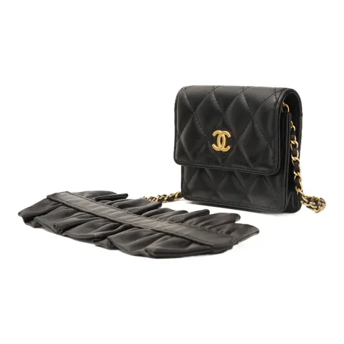 CHANEL 22K Осенний и Зимний Овчина Чехол для телефона Сумка через плечо Женская Черная