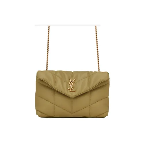 SAINT LAURENT Puffer Овчина Сумка через плечо Женская Светлый Умбра Зеленый