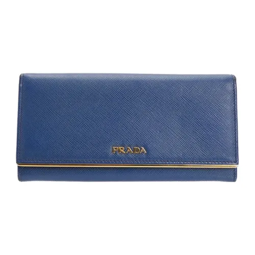 PRADA Saffiano Крестообразный текстура кожа кошелек унисекс цвет васильковый синий