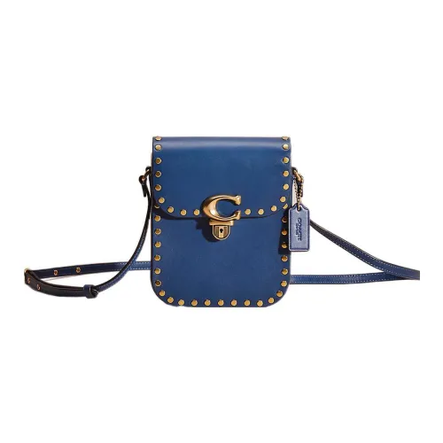 COACH Studio Перчаточная дубленая кожа Сумка через плечо Мини Женская Синяя