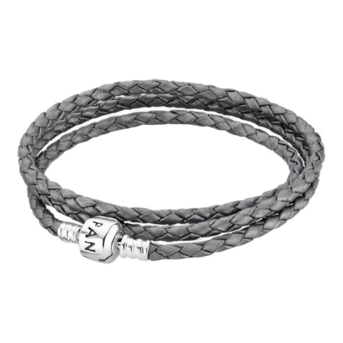 Pandora Кожа Браслеты Серый Унисекс