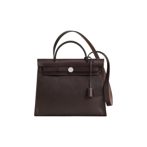 HERMES Herbag Zip Водонепроницаемый холст Berline Ручная сумка Сумка через плечо Унисекс Эбеновый