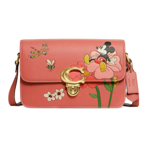 COACH Disney Collaboration Studio Кожа Одно плечо Закрытие Сумка через плечо Средний Женский Кораллово-красный