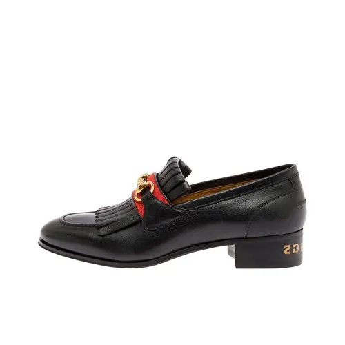 GUCCI Horsebit Застежка Грубый Каблук Мэри Джейн Женские Черные