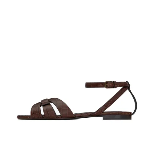SAINT LAURENT One Ремень Сандалии Женские Шоколад