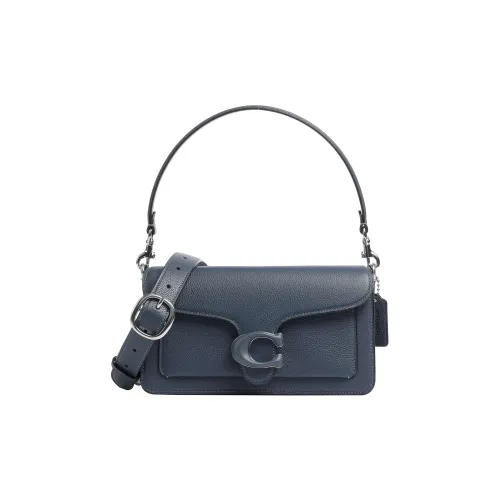 COACH Tabby Полированная текстура гальки коровья кожа портативная сумка через плечо сумка на плечо женская темно-синий