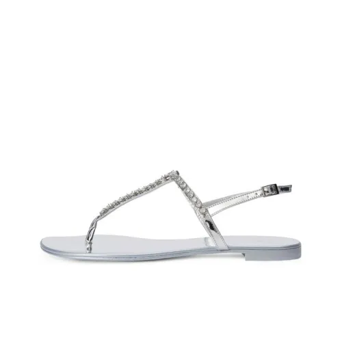 Giuseppe Zanotti GZ Minnah Плоская подошва one Ремень Сандалии Женские Серебряные