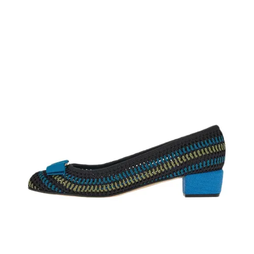 FERRAGAMO Vara Грубый каблук MID Низкий каблук Туфли Мэри Джейн Женские Черный Синий