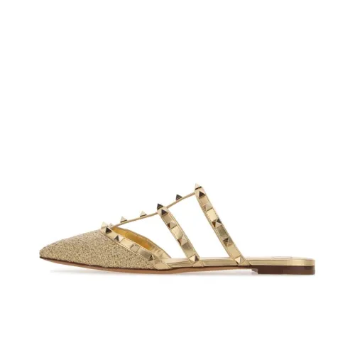 Valentino Rockstud Заклепки Домашние тапочки Женские Золото