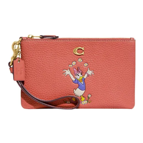 COACH Disney Коллаборация Wristlet кожа запястье сумка клатч маленький женский розовый