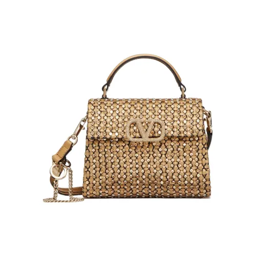 Valentino Напп Кожа Сумка через плечо Мини Сумка Женская Золотая