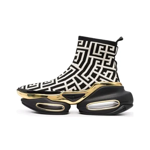 BALMAIN B Смелый Высокий Топ Обувь на Платформе Женская Черное Золото