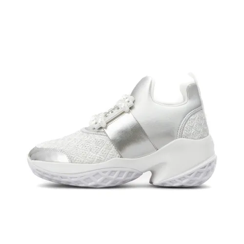 Roger Vivier VIV'RUN Низкий Топ Кроссовки Платформа Женские Серебряные