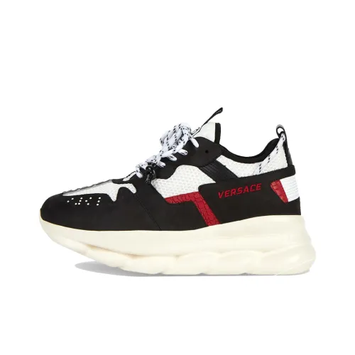 VERSACE CHAIN REACTION Низкий топ Обувь на платформе Мужская Черный Белый