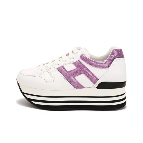 HOGAN MID Топ Обувь на платформе Женская Белая Фиолетовая