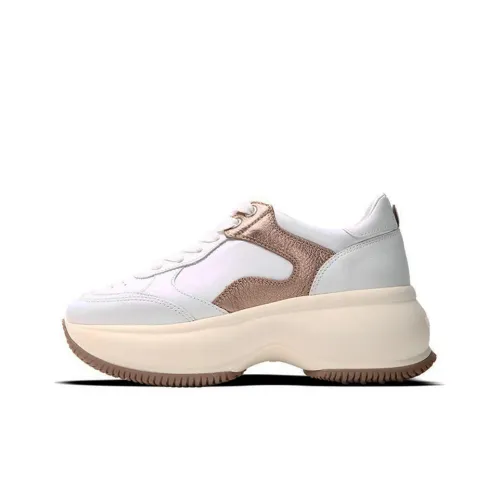 HOGAN Maxi I Active Low Топ Обувь на платформе Женская Белая Золотая