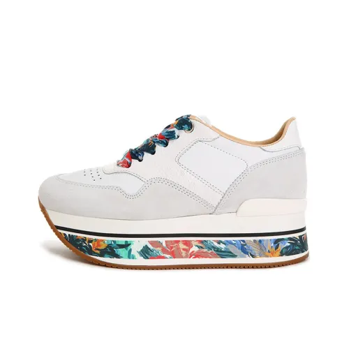 HOGAN MAXIPLATFORM Низкий Топ Обувь на Платформе Женская Белая Серый