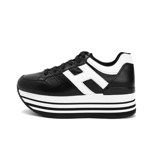 HOGAN H283 MID Топ Обувь на платформе Женская Черный Белый