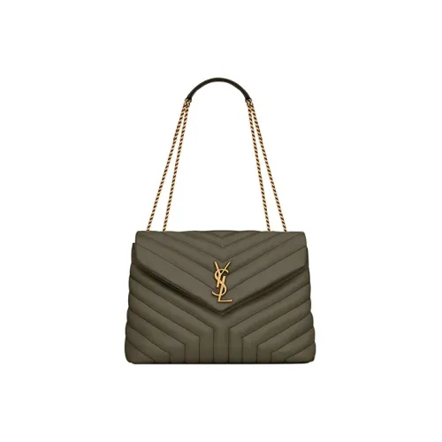 SAINT LAURENT LOULOU Корова Кожа Портативная Сумка через плечо Сумка на плечо Женская Зеленая