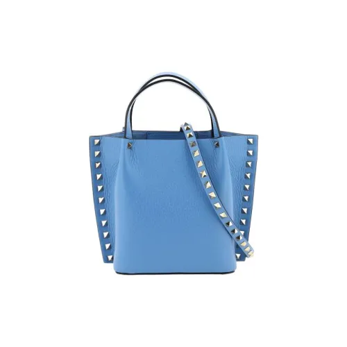 Valentino Rockstud Телячья кожа Тоут Сумка Сумка для покупок Сумка через плечо Сумка Женская Светло-синяя