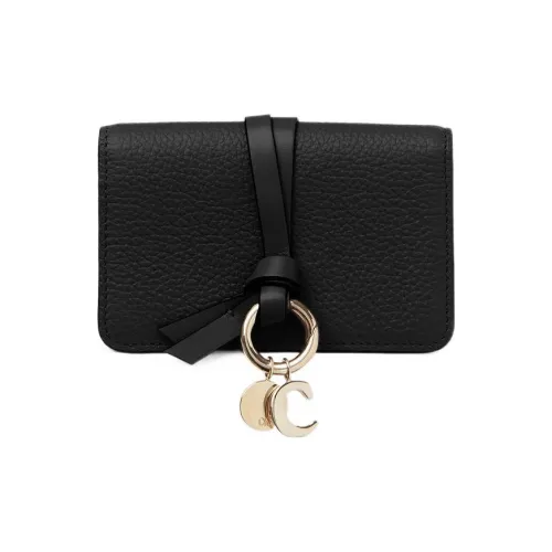 Chloe Alphabet с рельефным узором держатель для карт из телячьей кожи маленький женский черный