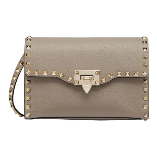 Valentino Rockstud Телячья кожа Курьерская сумка Сумка через плечо Женская Серый