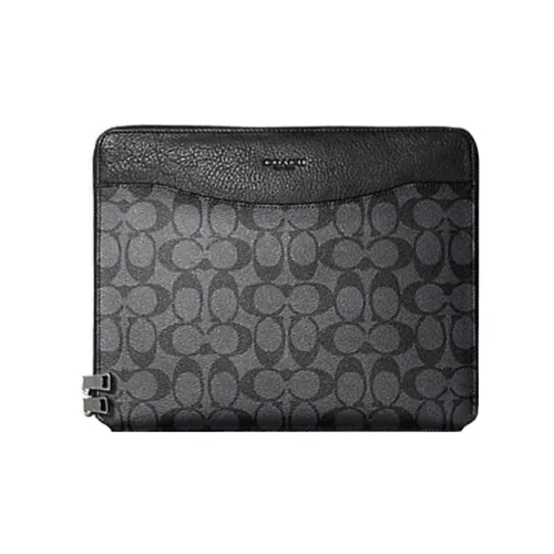 COACH Tech Case Покрытый холст Клатч Мужской Серый и Черный