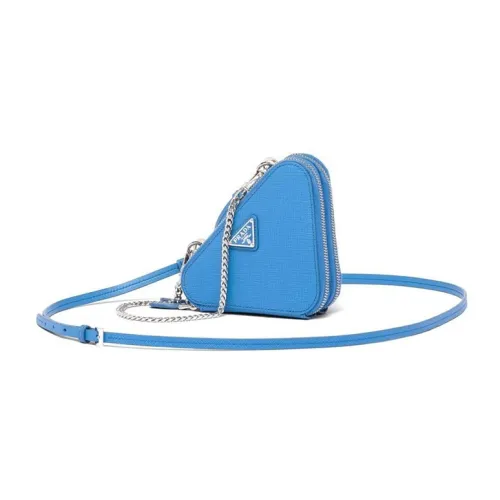 PRADA Ткань с Saffiano Кожа Портативный Одно плечо Через плечо Клатч Мини Женский Синий