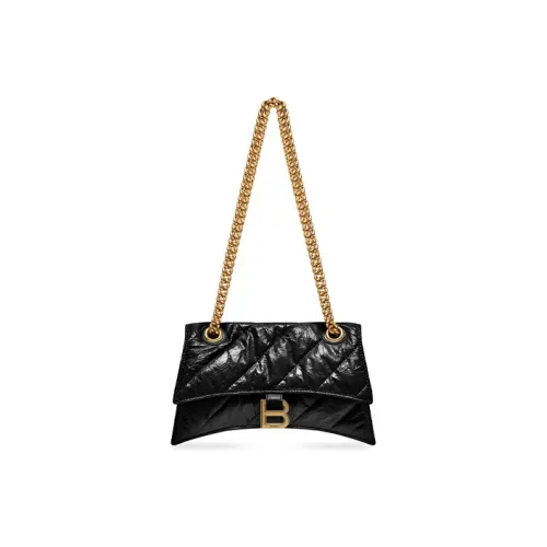 Balenciaga Crush Burnished Коровья кожа Портативная Сумка через плечо Сумка на плечо Женская Черная