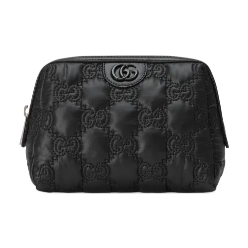 GUCCI GG Matelassé Кожа Клатч Сумка для хранения Макияжа Маленькая Женская Черная