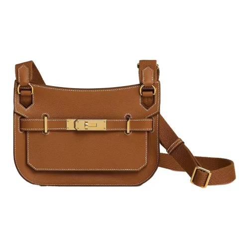 HERMES Jypsiere Evercolor Кожа Сумка через плечо Мини Женская Золотисто-коричневая