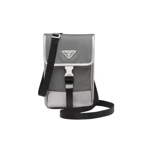 PRADA Saffiano Переработанный Нейлон Camera Сумка Сумка через плечо Чехол для телефона Унисекс Серый