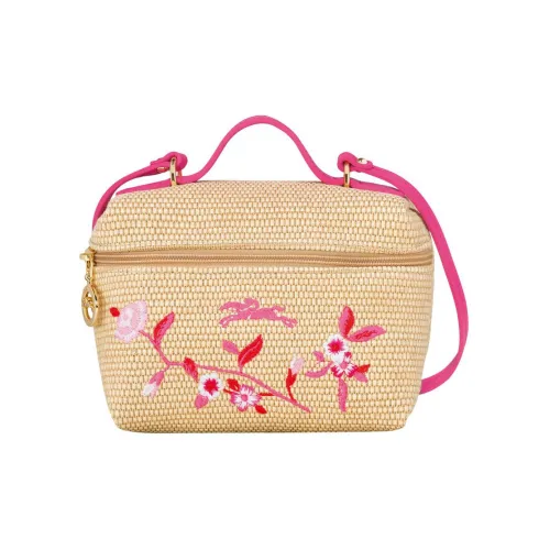 LONGCHAMP Le Panier Pliage Холст с кожей Сумка из холста Сумка Сумка через плечо Сумка через плечо Мини Женская Персиково-розовый