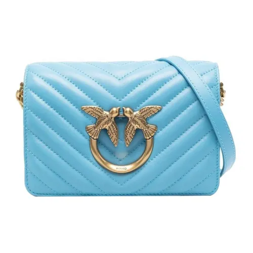 PINKO Click Series Телячья кожа Сумка через плечо Стандартная Женская Небесно-голубая