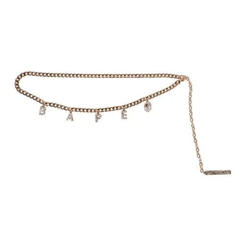 A BATHING APE Alloy Brass Glass Waist Chain Women's Gold