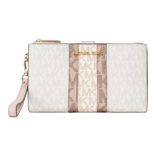 MICHAEL KORS Холст и кожа Кошелек для монет Большой Женский Белый Светло-розовый
