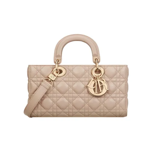 DIOR LADY D Joy Sheepskin Сумка Lady Dior Сумка через плечо Сумка среднего размера Женская Бежевая