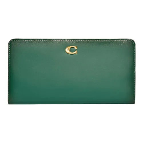COACH Skinny Wallet Телячья кожа Кошелек Средний Женские Темно-зеленый
