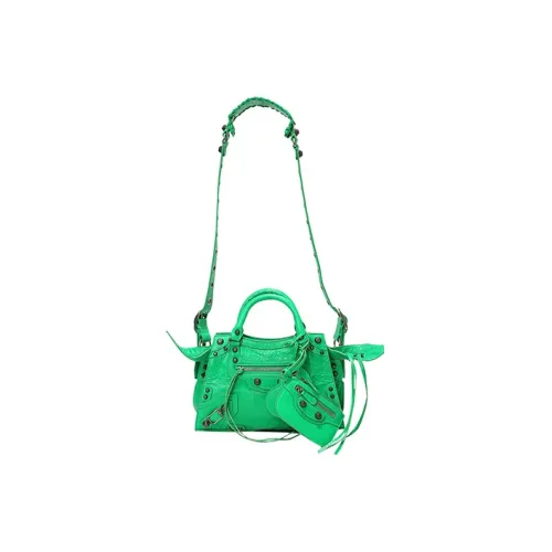 Balenciaga Neo Cagole Овечья кожа Байкер Сумка Сумка через плечо Сумка Большая Женская Зеленая