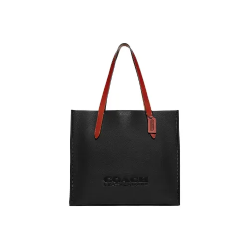 COACH Галечная кожа с парафиновым растением кожа и покрытый холст одно плечо сумка женский черный