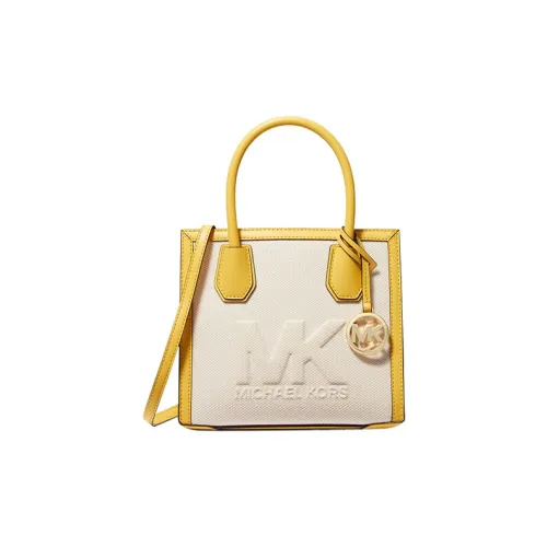 MICHAEL KORS Mercer Хлопок Canvas Портативный Canvas Сумка через плечо Средний Женская Белый Желтый