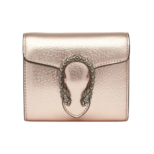 GUCCI Dionysus Телячья кожа Держатель для карт кошелек Женские Шампанское