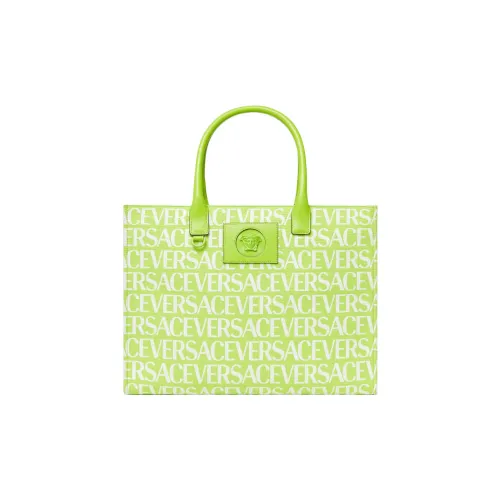 VERSACE Хлопок с коровьей кожей тоут-сумка сумка для покупок сумка большая женская зеленая