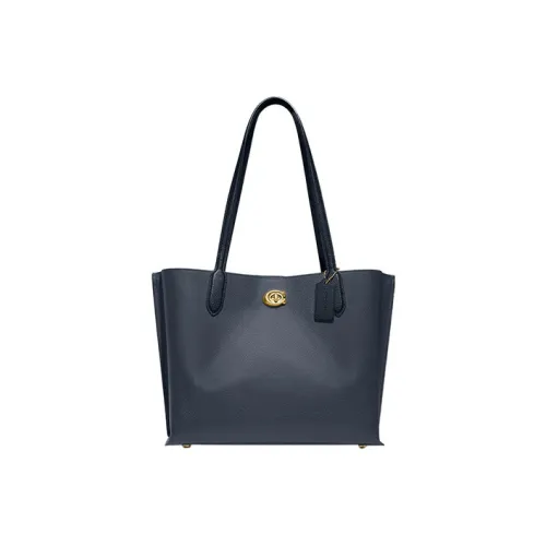 COACH Willow Pebble Кожа Тоут Сумка Сумка для покупок Сумка Сумка через плечо Большая Женская Джинсовая Синяя